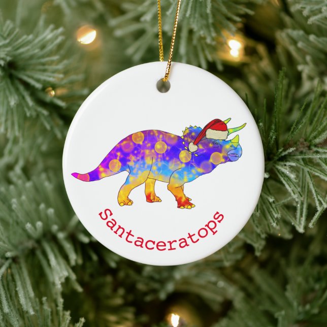 Christmas Dinosaur Ceramic Ornament (Tree)