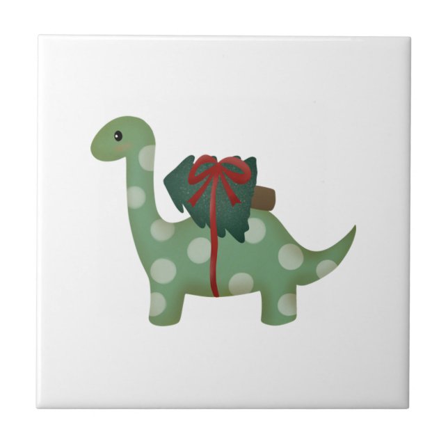 christmas dinosaur   ceramic tile (Front)