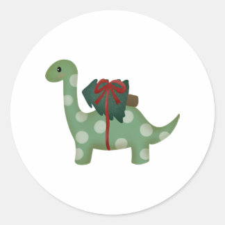 christmas dinosaur   classic round sticker