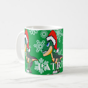 Christmas Dinosaur Cute Green Kids Hot Chocolate Coffee Mug
