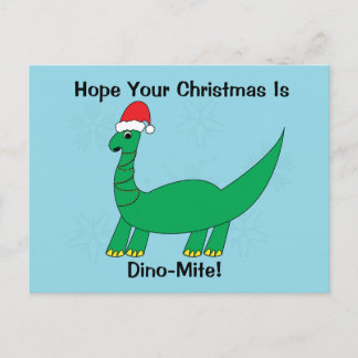 Christmas Dinosaur Dinomite Funny Personalize Postcard