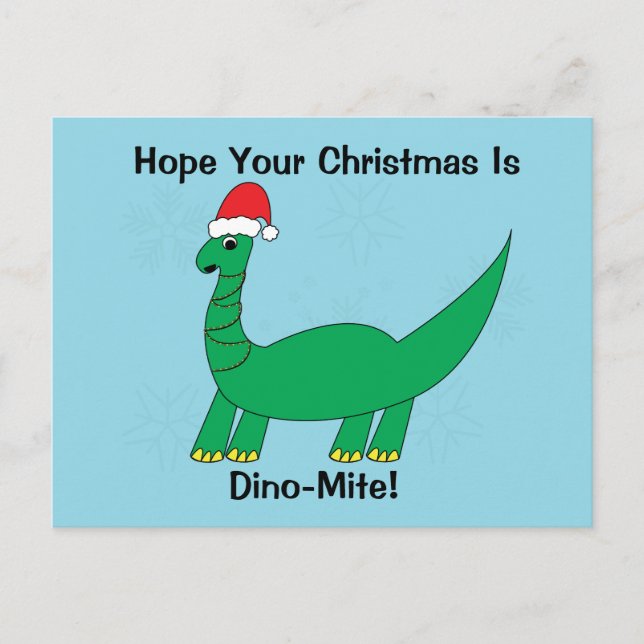 Christmas Dinosaur Dinomite Funny Personalize Postcard (Front)