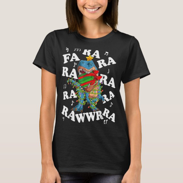 Christmas Dinosaur Fa Ra Ra Rawr Tree Rex Pajamas  T-Shirt (Front)
