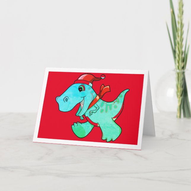 CHRISTMAS DINOSAUR FOR KIDS GREETING CARD (Front)