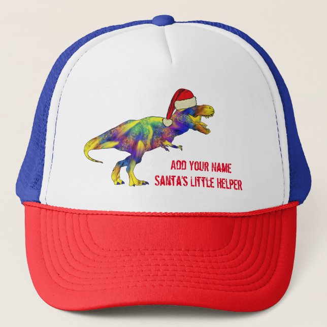  Christmas Dinosaur Funny Santa Quote Trucker Hat (Front)