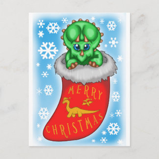 Christmas Dinosaur Holiday Postcard