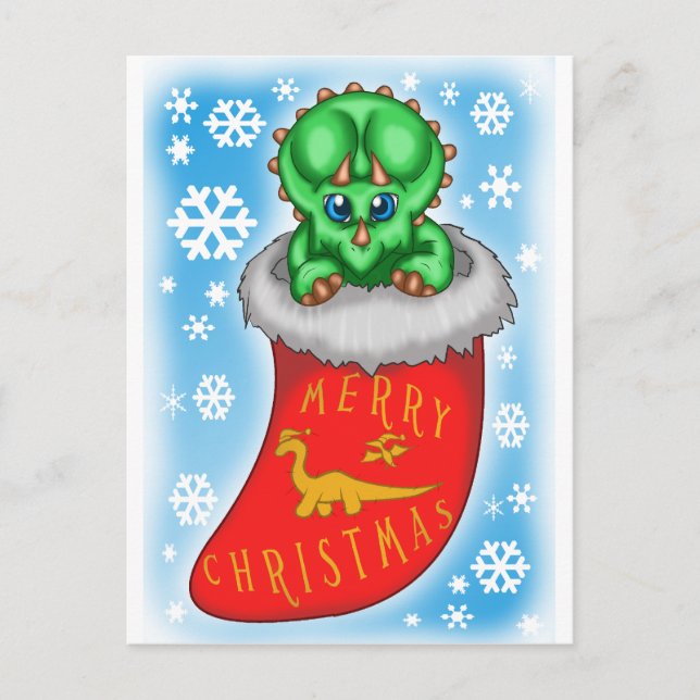 Christmas Dinosaur Holiday Postcard (Front)