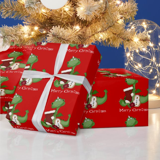 Christmas Dinosaur Holiday wrapping paper (Holidays)