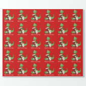 Christmas Dinosaur Holiday wrapping paper (Flat)