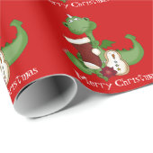 Christmas Dinosaur Holiday wrapping paper (Roll Corner)