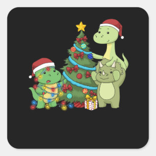 Christmas Dinosaur Kids Christmas Tree Dinosaur Square Sticker