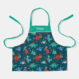 Christmas Dinosaur Kids Fun Holiday Personalized Apron