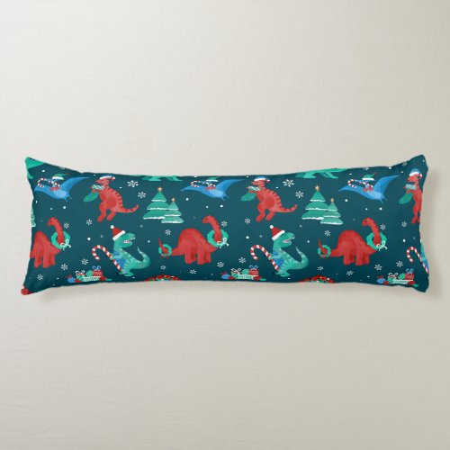 Christmas Dinosaur Kids Fun Holiday Winter Body Pillow