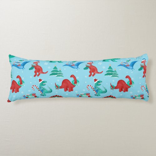 Christmas Dinosaur Kids Fun Holiday Winter Body Pillow