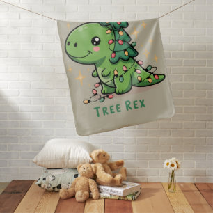 Christmas Dinosaur Light Party Funny Tree Rex Baby Blanket