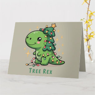 Christmas Dinosaur Light Party Funny Tree Rex Card