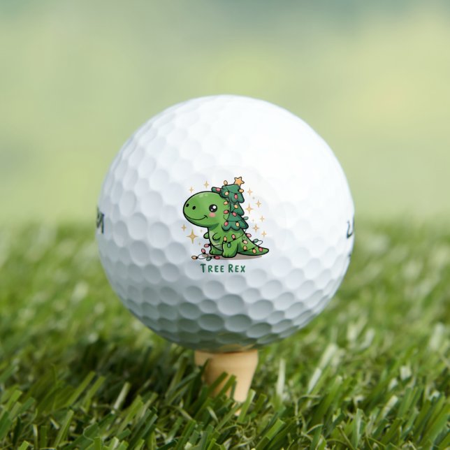 Christmas Dinosaur Light Party Funny Tree Rex  Golf Balls (Insitu Tee)
