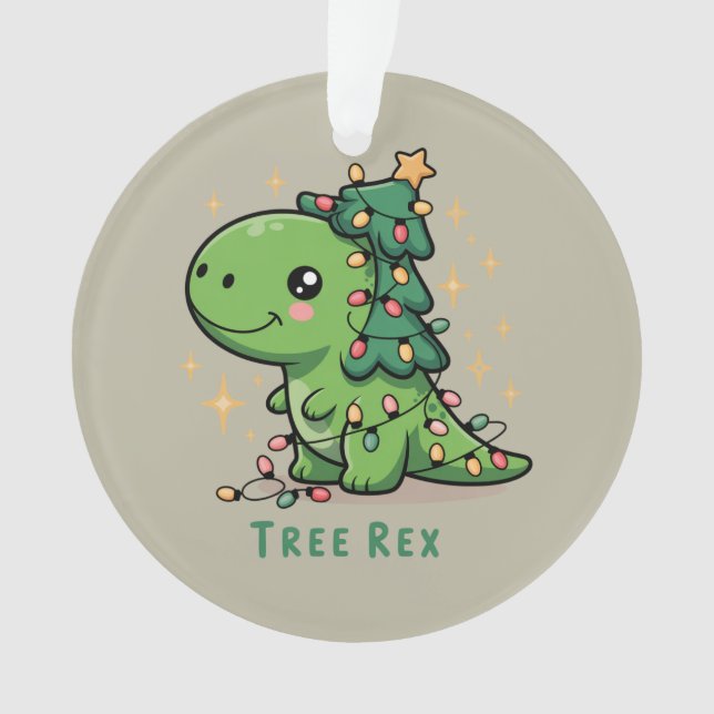 Christmas Dinosaur Light Party Funny Tree Rex  Ornament (Front)