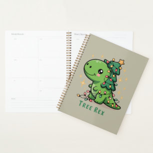 Christmas Dinosaur Light Party Funny Tree Rex Planner