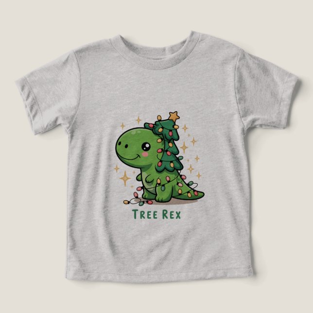 Christmas Dinosaur Light Party Funny Tree Rex  Toddler T-shirt (Design Front)