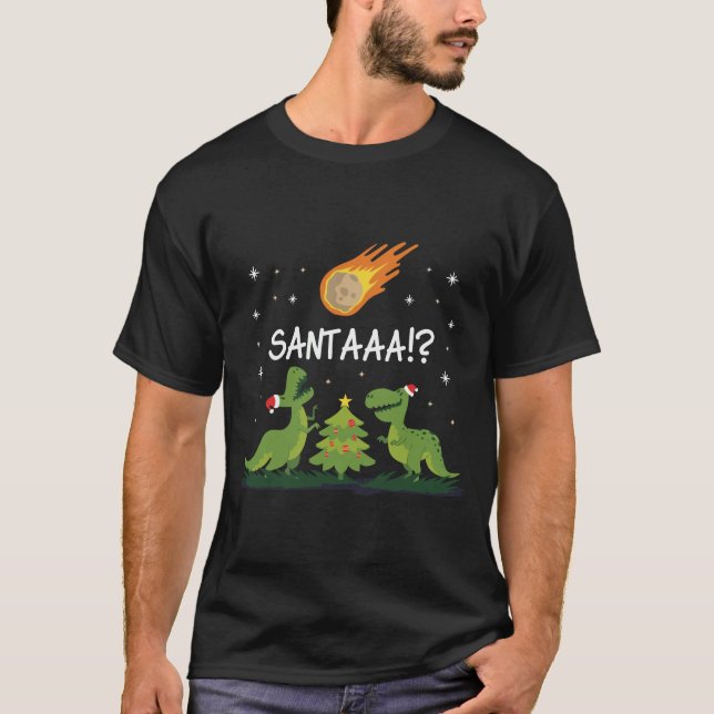 Christmas Dinosaur Meteor T-Shirt (Front)
