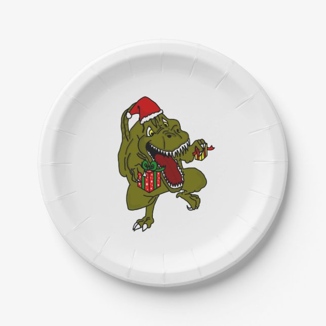 Christmas Dinosaur Paper Plate (Front)