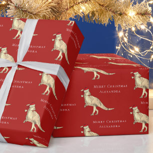 Christmas Dinosaur Personalized Kid Name Wrapping Paper