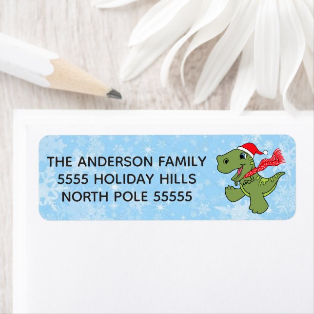 Christmas Dinosaur Return Address Labels (Insitu)