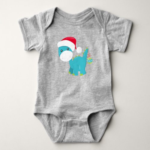 Christmas Dinosaur Santa Hat Dino Brontosaurus Baby Bodysuit