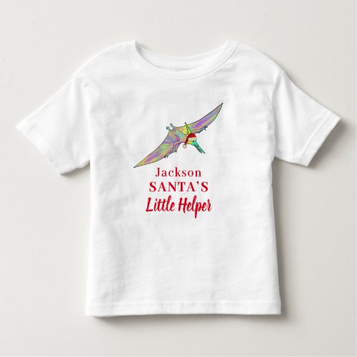 Christmas Dinosaur Santa Kids Personalized Toddler T_shirt