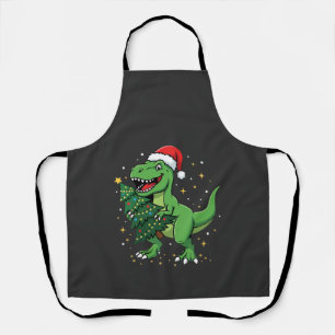Christmas Dinosaur Santa T Rex Apron