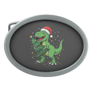 Christmas Dinosaur Santa T Rex Belt Buckle