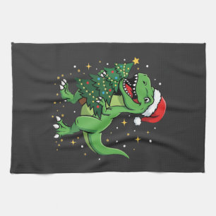Christmas Dinosaur Santa T Rex Kitchen Towel