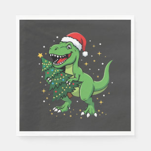 Christmas Dinosaur Santa T Rex Napkins
