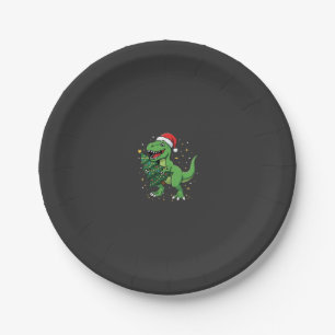 Christmas Dinosaur Santa T Rex Paper Plates