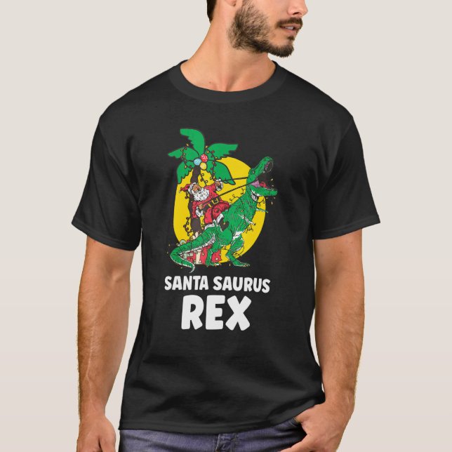 Christmas Dinosaur Santasaurus Rex Holiday Xmas PJ T-Shirt (Front)