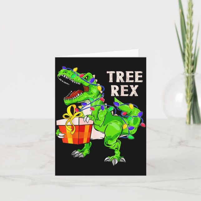 Christmas Dinosaur Shirt Tree Rex Pajamas Xmas Men Card (Front)