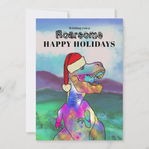 Christmas Dinosaur T_Rex Holiday Card