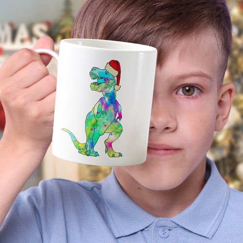 Christmas Dinosaur T_Rex Santa Coffee Mug