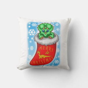 Christmas Dinosaur Throw Pillow