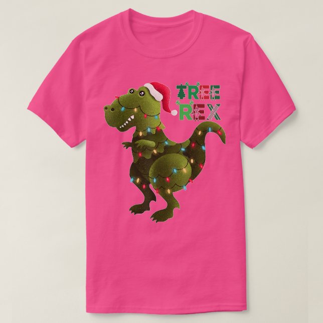 Christmas Dinosaur Tree Re Pajamas Men Boys Xmas L T-Shirt (Design Front)