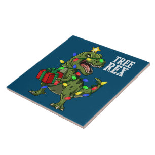 Christmas Dinosaur Tree Rex Boys Girls Kids Xmas Ceramic Tile