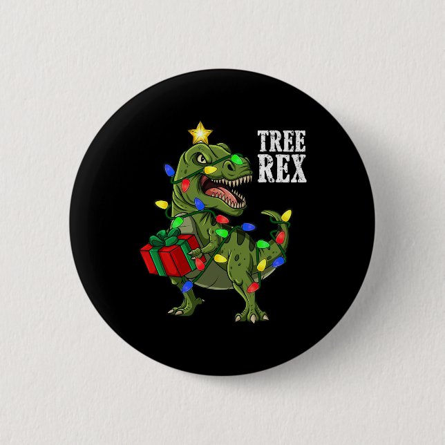 Christmas Dinosaur Tree Rex Boys Girls Kids Xmas G Button (Front)