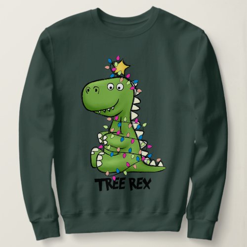 Christmas Dinosaur Tree Rex Pajamas Boys Xmas Ligh Sweatshirt