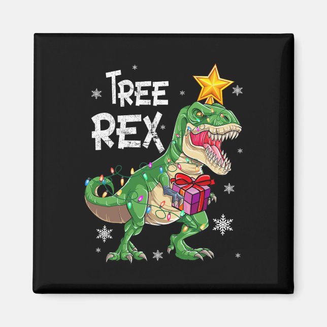 Christmas Dinosaur Tree Rex Pajamas Men Boys Kids  Magnet (Front)