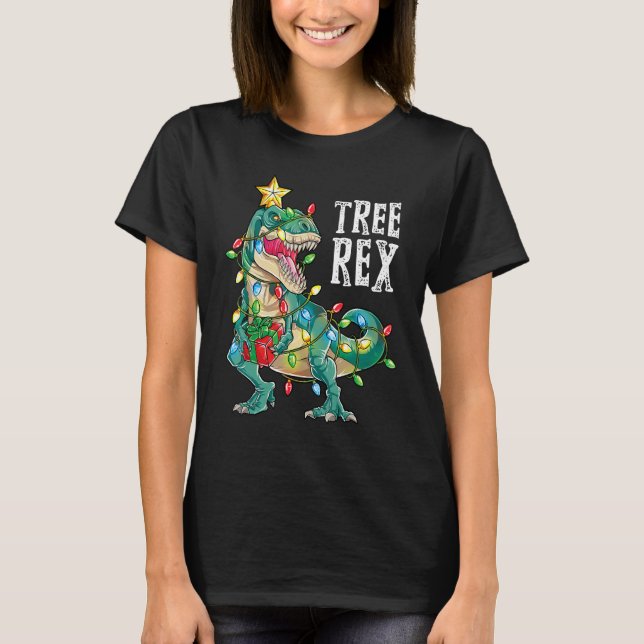 Christmas Dinosaur Tree Rex Pajamas Men Boys Kids  T-Shirt (Front)