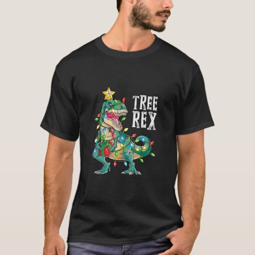 Christmas Dinosaur Tree Rex Pajamas Men Boys Kids T_Shirt