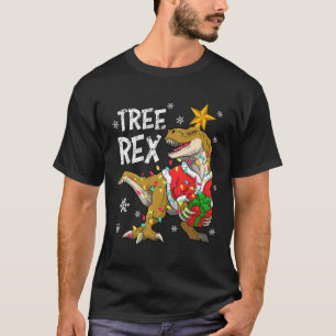 Christmas Dinosaur Tree Rex Pajamas Men Boys Kids  T-Shirt