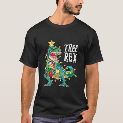 Christmas Dinosaur Tree Rex Pajamas Men Boys Kids T_Shirt