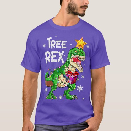 Christmas Dinosaur Tree Rex Pajamas Men Boys Kids  T_Shirt